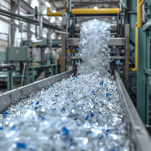 Umman'daki bir plastik geri d&ouml;n&uuml;ş&uuml;m fabrikasında &ccedil;alışan bir PET pul yıkama hattı, temiz PET pullarının end&uuml;striyel makinelerle işlendiğini g&ouml;steriyor.jpg
